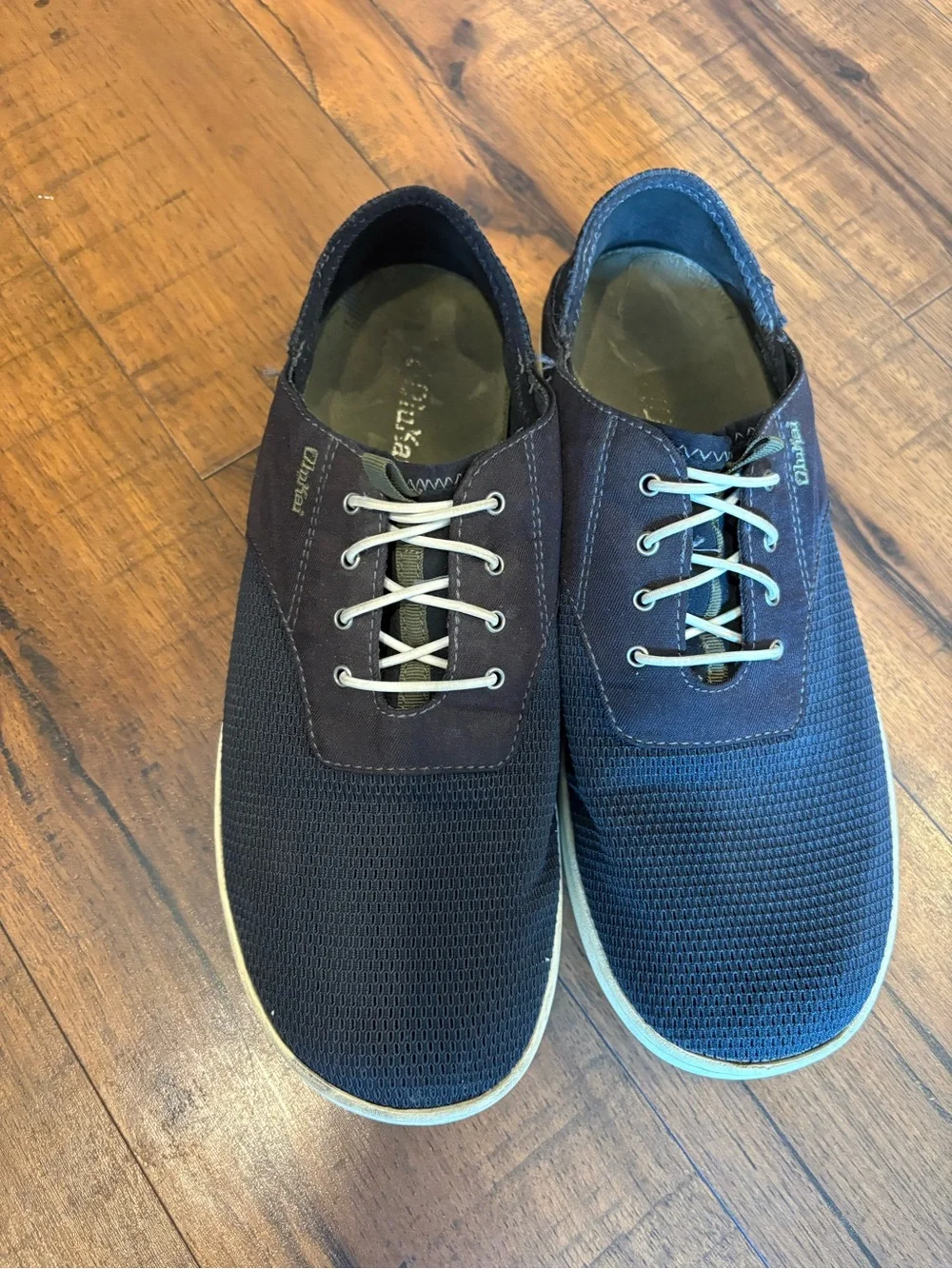 OluKai Nohea Moku Mens 10.5 Black Mesh Slip On Slip In No Tie Boat Shoes Sneaker